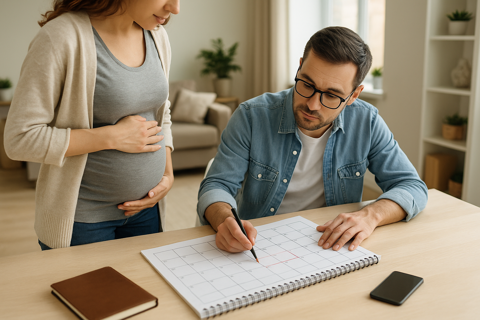 Due genitori organizzano il calendario familiare e i turni di cura a casa